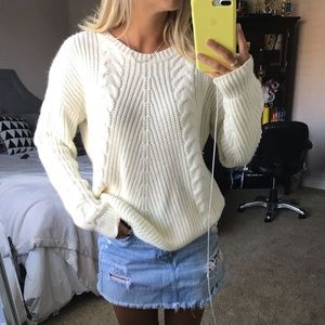 White thick sweater
